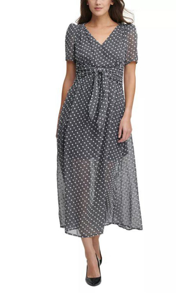 women Calvin Klein New with Tags Calvin Klein Black and White Clip-Dot Chiffon Maxi Dress Size 2 Dress