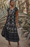 women J. Jill J. JILL Pure Jill Ikat Boho Tiered Black Multi Maxi Dress Women's Size XL/Extra Large Dress