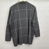 Women's Eileen Fisher Merino Wool Grid Check Gray Sweater Small