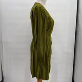 women FRNCH NWT Candy Striped Wrap Warm Olive Green Day Dress XS