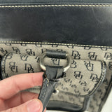 Dooney & Bourke Gray Canvas and Leather Monogram Double Pocket Handbag