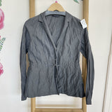 women Eileen Fisher Eileen Fisher Grey Notched Collar Jacket Size S/P Gray Jacket SP