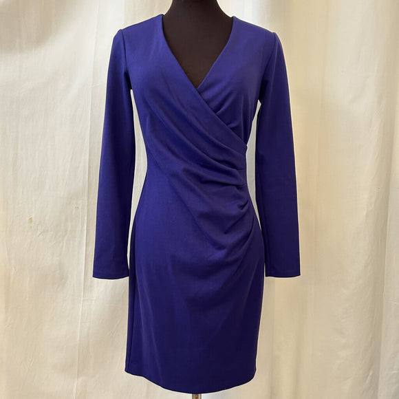 New With Tags DKNY Purple Side Splice Long Sleeve Bodycon Dress Size 2