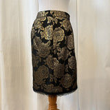 women Nanette Lepore Nanette Lapore Black Knee Length Skirt Gold Roses Size 4 Black/Gold Skirt 4