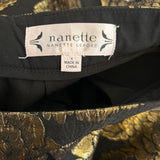 women Nanette Lepore Nanette Lapore Black Knee Length Skirt Gold Roses Size 4 Black/Gold Skirt 4