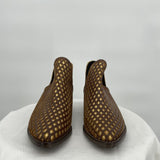 women Musse & Cloud Musse & Cloud Women's Metallic Lattice Low Boots Booties Brown Gold Size 6 Brown Shoes 37/6