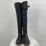 women Frye Frye Celia Over The Knee Black Leather Boots Women's Size 7.5 Black Shoes 7.5