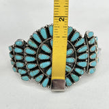 Navajo Turquoise Sterling Silver Cluster Cuff Bracelet Larry Moses Begay 35g Jewelry