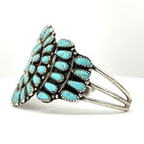 Navajo Turquoise Sterling Silver Cluster Cuff Bracelet Larry Moses Begay 35g Jewelry