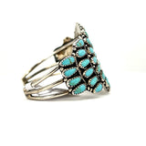 Navajo Turquoise Sterling Silver Cluster Cuff Bracelet Larry Moses Begay 35g Jewelry