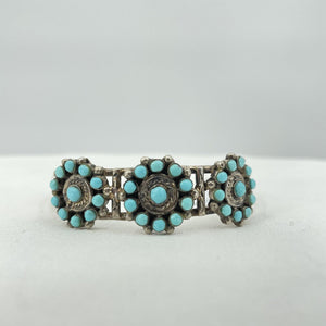 Vintage Navajo Cuff Bracelet Signed Sterling Silver Turquoise 5g Jewelry