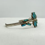 Old Pawn Turquoise Pettipoint Sterling Silver Cuff Bracelet 10g Jewelry