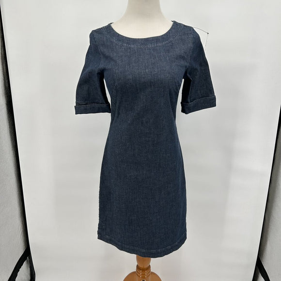 Boden Freya Blue Denim Zip Back Shift Dress Women's Size 4/Small