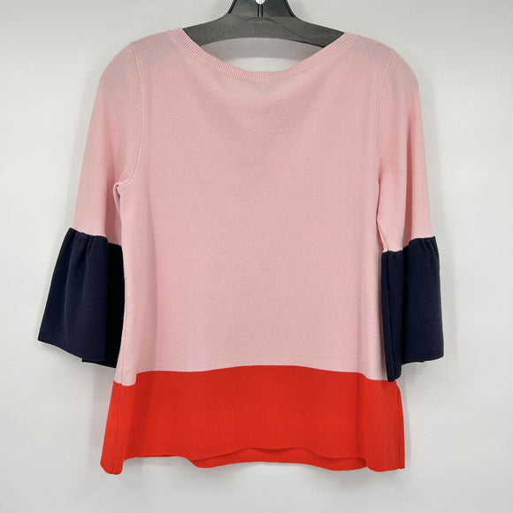 women Ann Taylor New with Tags Ann Taylor Colorblock Flare Cuff Sweater Women's Size Small Pink Navy Red Sweater S