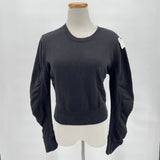 women David Lerner Women's David Lerner Black Ruched Sleeve Sweatshirt Small Black Sweatshirt S