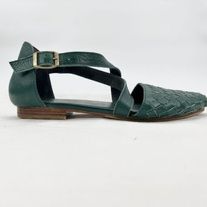 Women's Bali Elf Handcrafted Green Leather Sandals Size 9