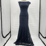 women Tadashi Tadashi Shoji NWT Navy Blue Textured Lace Mermaid Dress Gown Size 4 Navy Blue Dress 4