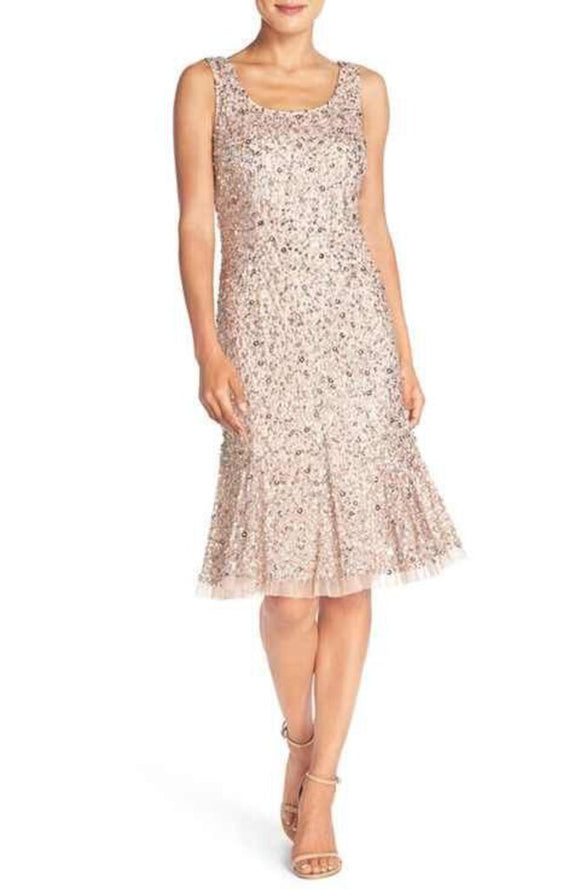 women Adrianna Papell Adrianna Papell NWT Pink Silver Beaded Cocktail MSRP $269 Size 8 Pink Dress 8