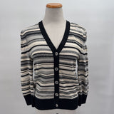 women St John Striped Metallic Cardigan Sweater