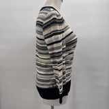 women St John Striped Metallic Cardigan Sweater