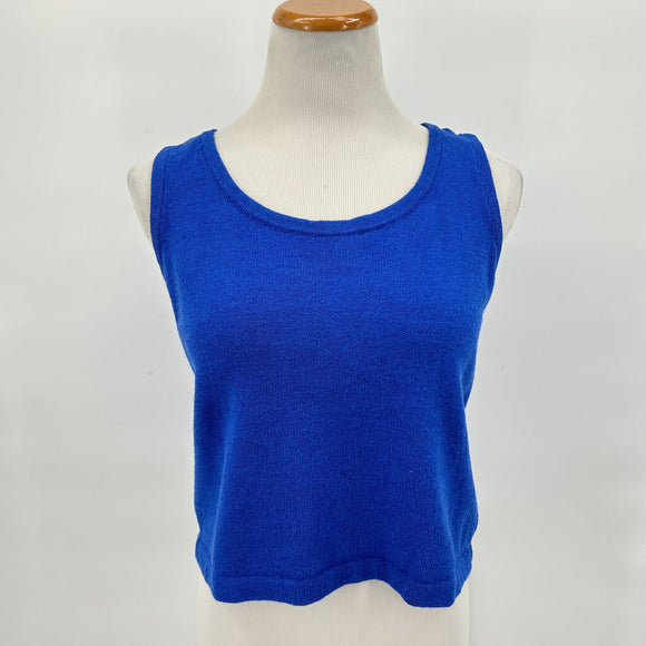 women St John Sport St John Cobalt Blue Wool Blend Cropped Tank Top Women's Size Small Cobalt Blue Sweater S