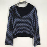 women St John By Marie Gray Turtleneck Blue/Black Sweater 12