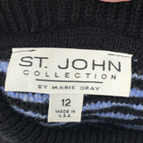 women St John By Marie Gray Turtleneck Blue/Black Sweater 12