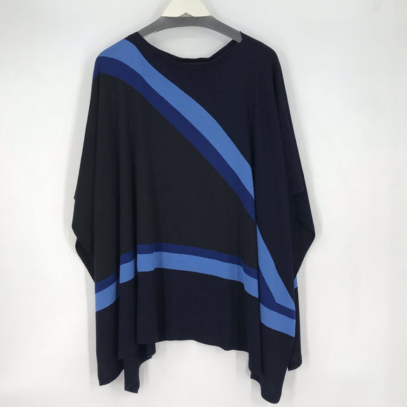 women St John Shawl Black/Blue Sweater XS/S