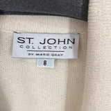 women St John By Marie Gray Cardigan Cream/Black Sweater 8