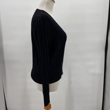 women St John St John Black Beaded Ribbed V-neck Pullover sweater size L Black Sweater L