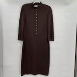 women St John Button Front Knit Brown Dress M