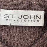 women St John Button Front Knit Brown Dress M