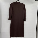 women St John Button Front Knit Brown Dress M