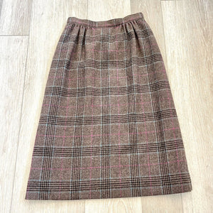 women Pendleton Vtg Pendleton Virgin Wool Brown & Teal Plaid Pencil Skirt Sz 4P Brown/Blue/Pink Skirt 4P