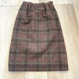 women Pendleton Vtg Pendleton Virgin Wool Brown & Teal Plaid Pencil Skirt Sz 4P Brown/Blue/Pink Skirt 4P