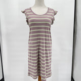 New with Tags Toad & Co Rufflita Shift Dress in Faded Lilac 90's Stripe Women's Size Large