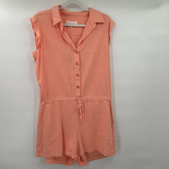 women Dear John NWT Linen Blend Romper Apricot Day Dress M