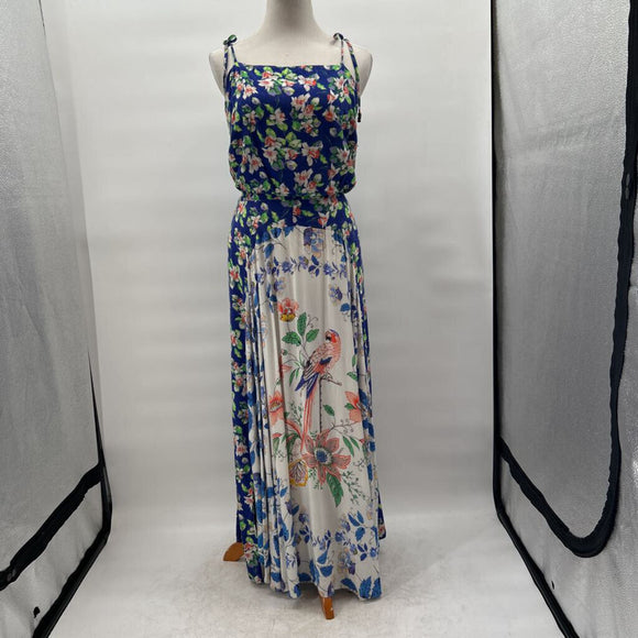 women Akemi + Kin - Anthro Mixed Print Maxi Blue Dress L