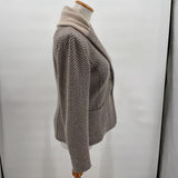 women Les Copains Herringbone Tan and Gray Sweater 44/M