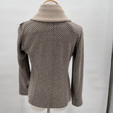 women Les Copains Herringbone Tan and Gray Sweater 44/M