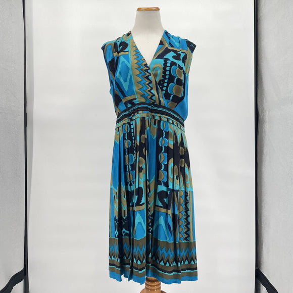 NWT Ellen Tracy Teal Tie Dye Freeform Pattern Dress Size 14