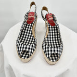 women Christian Louboutin Christian Louboutin Gingham Espedrilles Black and White 6.5/37 B&W Shoes 37/6.5