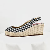 women Christian Louboutin Christian Louboutin Gingham Espedrilles Black and White 6.5/37 B&W Shoes 37/6.5