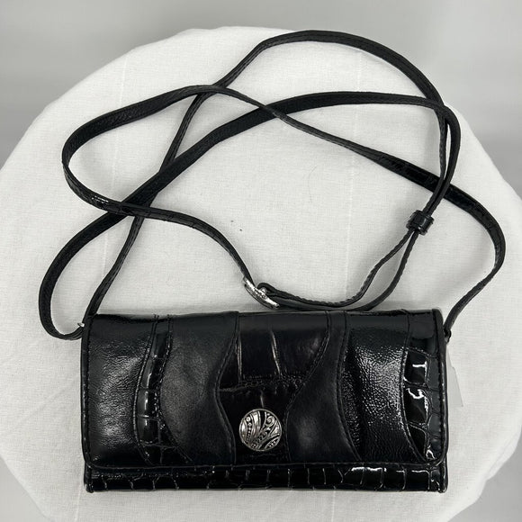 Brighton Black Leather Mini Crossbody Shoulder Bag