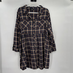 women Susan Betro Plaid Shirtdress Blue Dress 2X