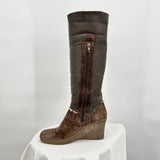 women Ugg Women's Ugg Shearling Wedge Boots Knee High Brown Size 9 Brown Shoes 9