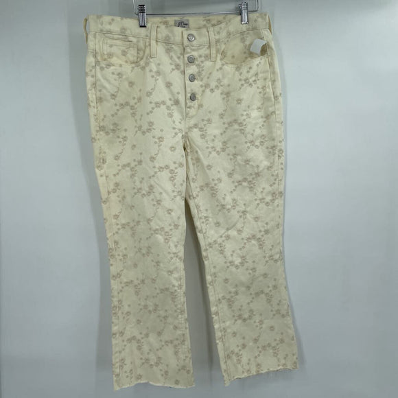 women J. Crew Embroidered Cream Jeans 31/12