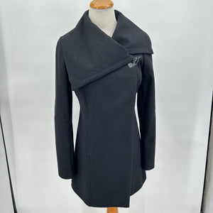 women Sam Edelman Sam Edelman Kit Wool Blend Asymmetrical Pea Coat in Dark Ink Women's Size Extra Small/XS Black Coat XS