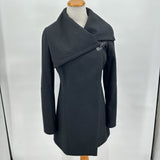 women Sam Edelman Sam Edelman Kit Wool Blend Asymmetrical Pea Coat in Dark Ink Women's Size Extra Small/XS Black Coat XS