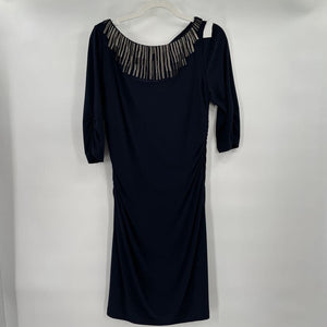 women Adrianna Papell Beaded Neckline - AS IS Beading Navy Dress 12